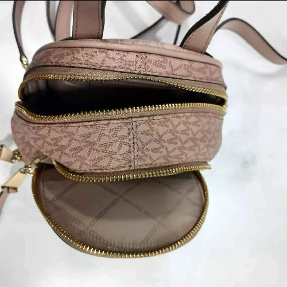 Michael Kors MK Designer Rhea Pink Leather Mini Backpack Shoulder Bag Purse